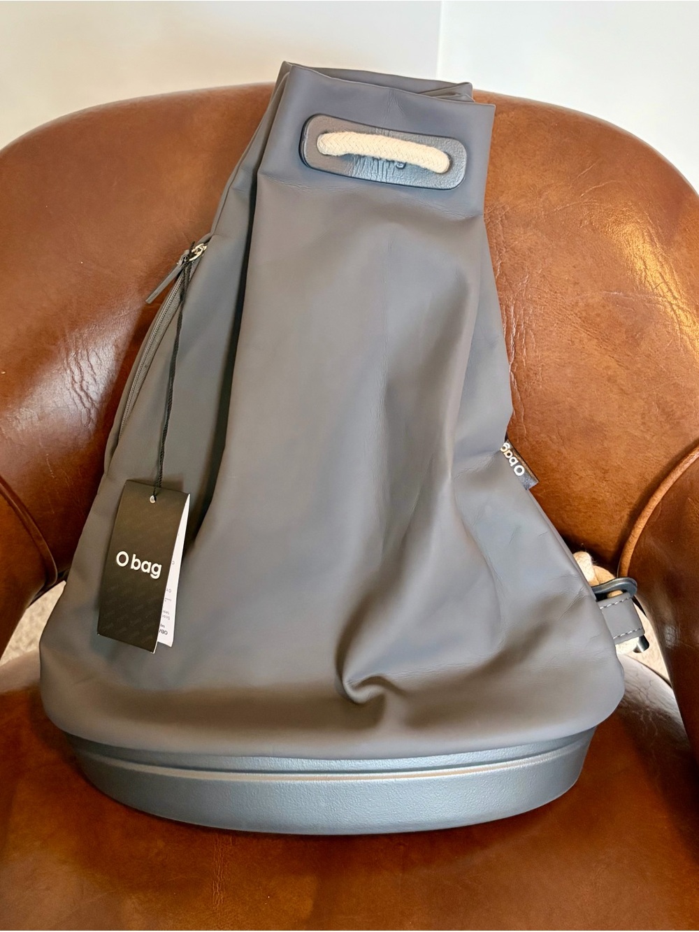 O bag Rubberized Backpack With Grey Body and Trim Unisex Med sized Bag NWT